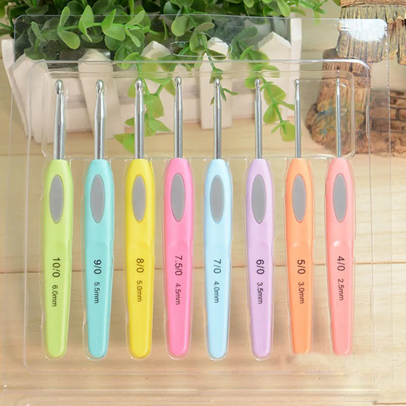 New-8pcs-set-Mixed-Metal-Hook-Crochet-Template-Kit-TPR-Aluminum-Knitting-Needles-For-Loom-Tool
