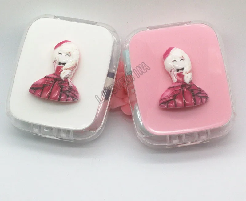 LIUSVENTINA DIY resin rose princess contact lens case for eyes contact lenses box for glasses