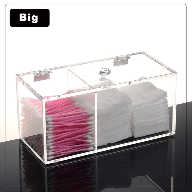 New Design Clear Acrylic Cotton Swab Box Q tip Storage Holder Cosmetic