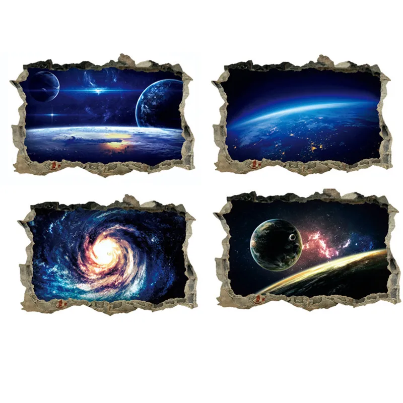 

45*60cm Outer Space Planets 3D Wall Stickers Cosmic Galaxy Wall Decals for Kids Room Baby Bedroom Ceiling Floor Decoration