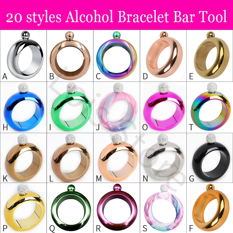 3.5oz Bangle Bracelet Hip Flask Grade Stainless Whiskey Alcohol Drinkware Funnel
