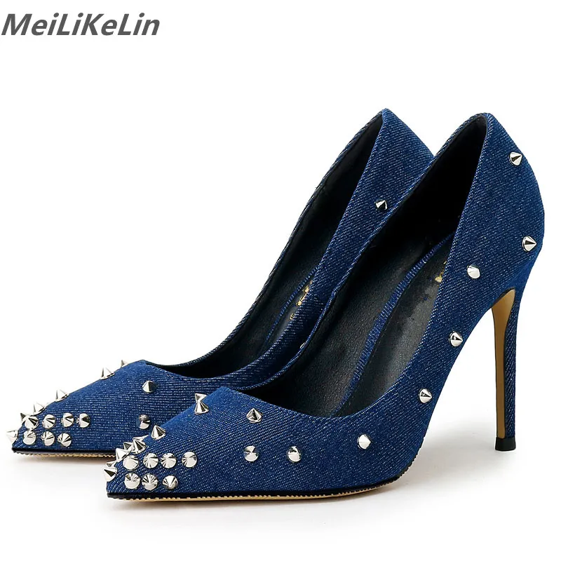 denim shoes heels