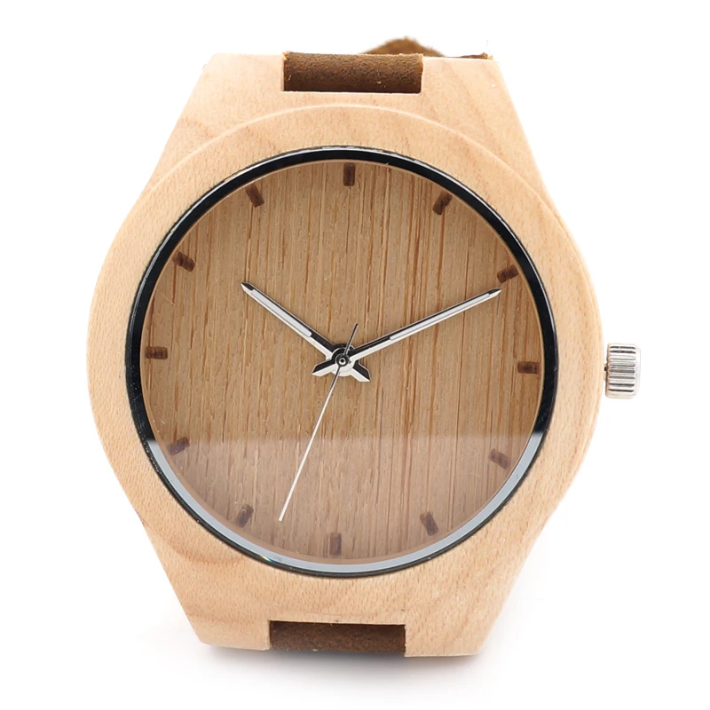 BOBO BIRD Men Wood Watch with Genuine Leader Strap Luxury Wooden Watches Japan Move' 2035 Quartz Watches as Gifts C-F10