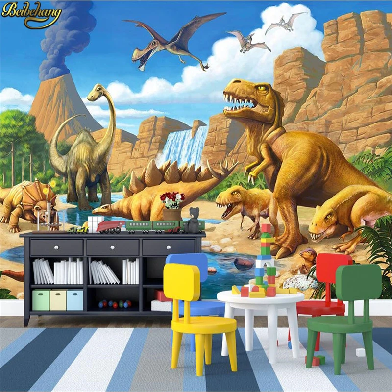 

beibehang Custom Photo Wall paper Fantasy Lake Dinosaur Tyrannosaurus Long Dragon Children Room papel de parede 3D wall paper