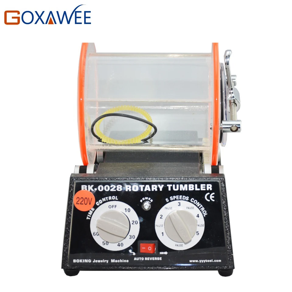 220V Mini Rotary Tumbler Polisher Jewelry Bench Polisher Finisher Machine with 3000g Capacity for Jewelry Tools Mini Tumbler