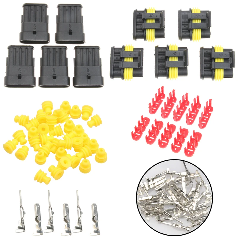 

15Sets HID XH-2.54mm Pin Jumper Connector Waterproof Connectors Electrical Wire Male Female Terminals For Car Set (2/3/4)