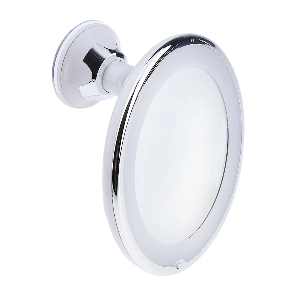 LED 10x Magnifying Makeup Mirror Bathroom Magnification Vanity Mirror Shaving 360° Swivel Lock with Suction Cup