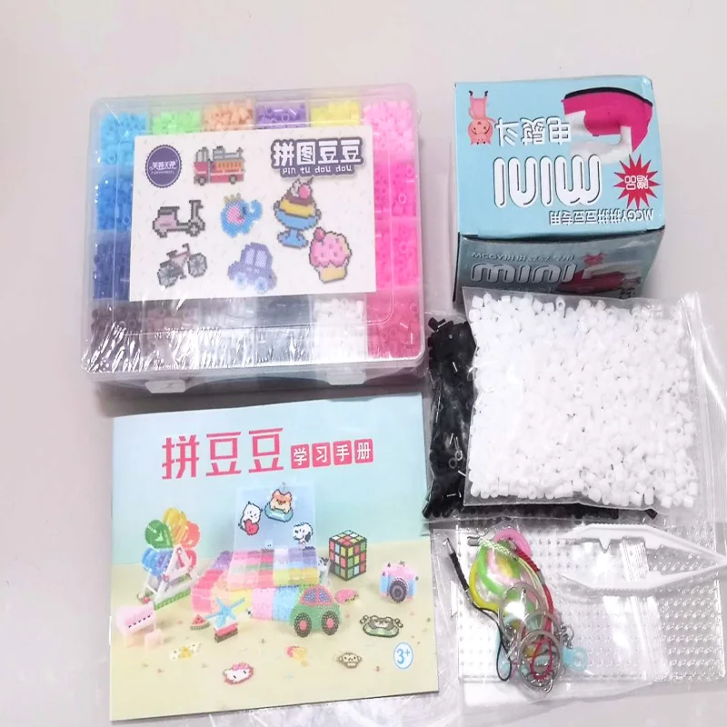 24 Perler Beads Kit 5 мм/2,6 мм Комплект Hama Beads Creative 3D Puzzle полный набор со всеми аксессуарами Гладильные бусины ручной работы игрушка в подарок