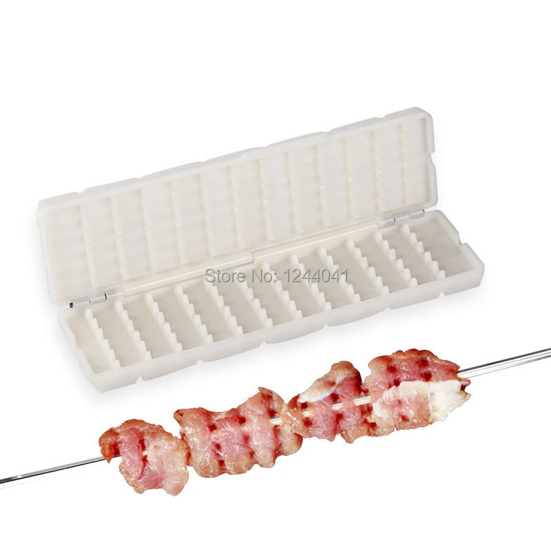 2pcs Mini 6.3'' Barbecue BBQ Skewers Maker Meat String Skewer Maker Beef Pork Churrasco Shish Kebab BBQ Tool