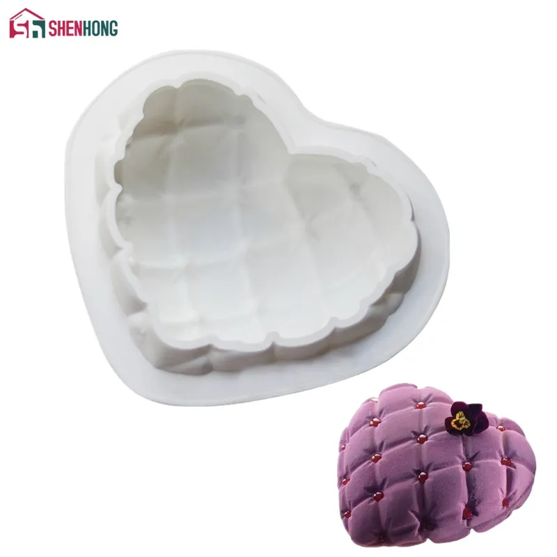

SHENHONG Elegant Love Heart Pillow Silicone Cake Decorating Mold For Baking Mould Dessert Mousse Pastry Pan Bakewar bakvormen