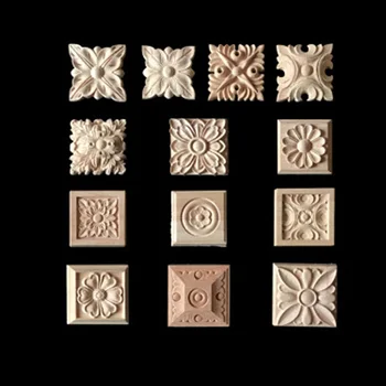 

Vintage Home Decoration Accessories Furniture Appliques Woodcarving Corner Decal Wooden Decor Frame Wall Door Miniature