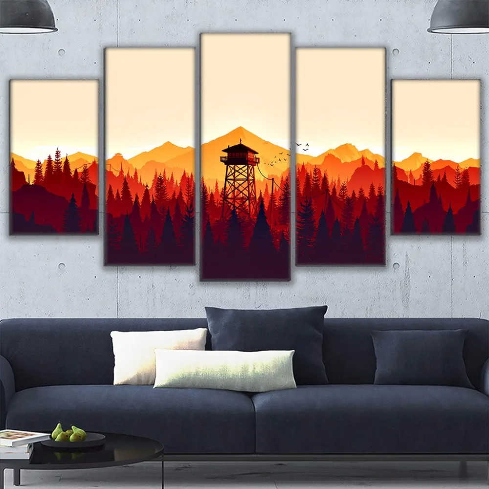 

Modern Frames For Painting Modular Cheap Pictures Wall 5 Panel Game Firewatch Art For Living Room Home Decor Canvas Prints
