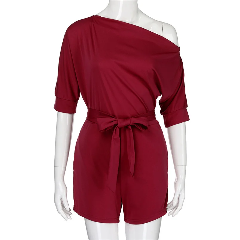 2018 Hot Sale Women's Summer Jumpsuit Sexy Off Shoulder Ruffle Short Romper Fashion Casual Party Jumpsuit  Rompers Holiday #J28 (39)