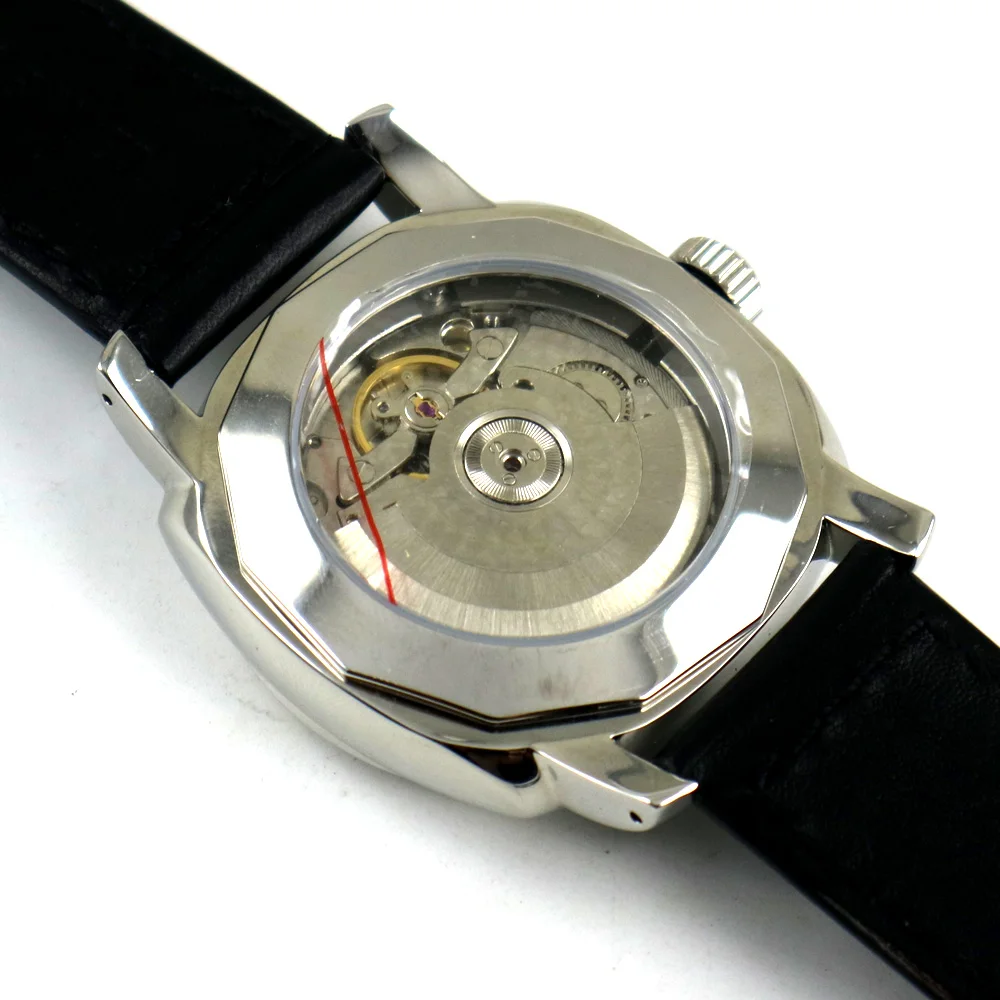 44 мм фабрика Parnis черный циферблат Запас хода ST2530 Автоматическая Мужские часы