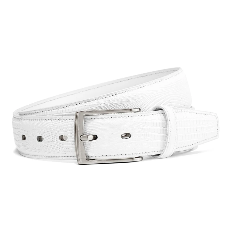 Белые мужские ремни роскошные из натуральной крокодиловой кожи дизайнерские высококачественные автоматические мужские ремни с пряжкой из натуральной воловьей кожи джинсы 100-125 см - Цвет: White Lizard Pin