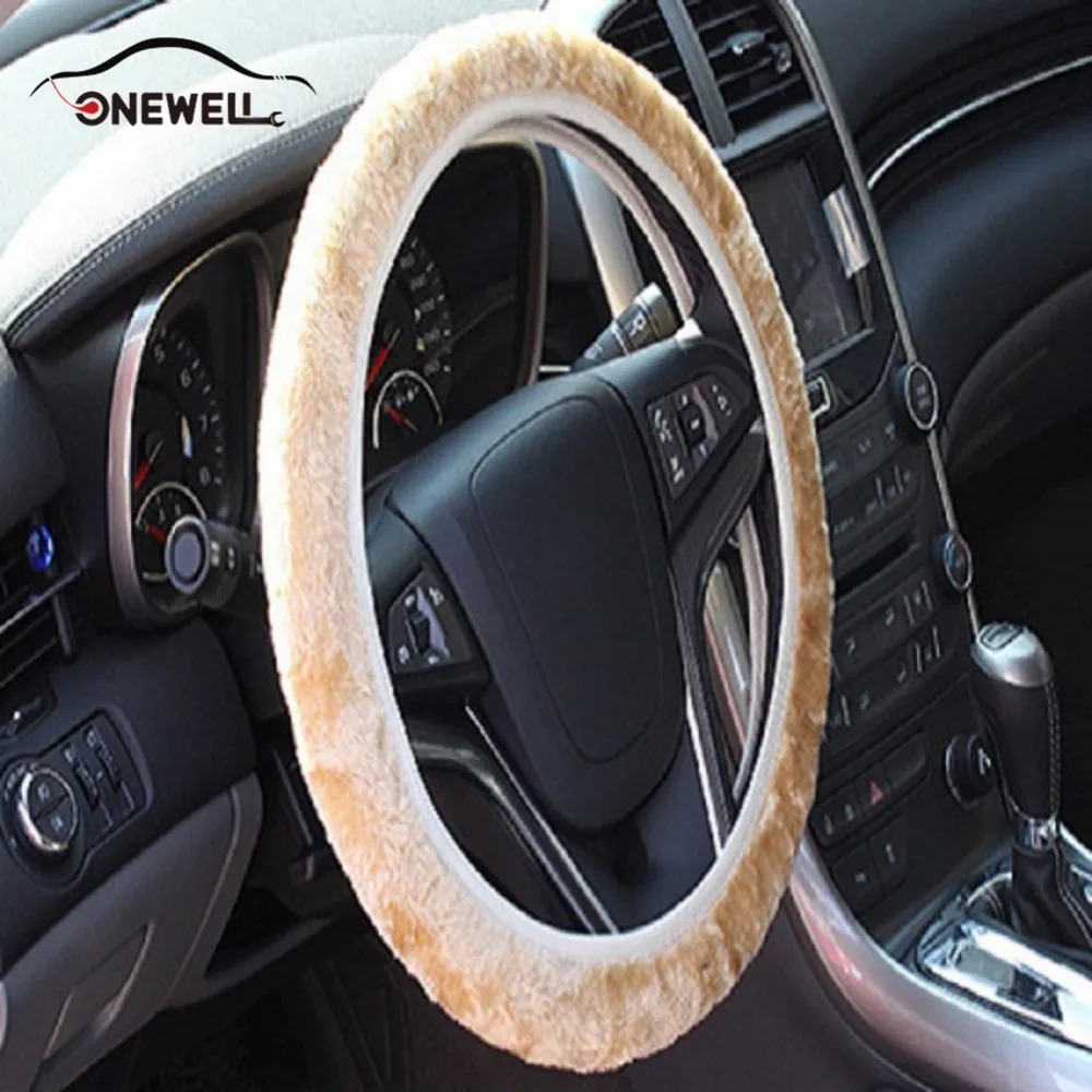 ONEWELL Steering Wheel Cover Winter Without Rubber Ring Elastic Plush