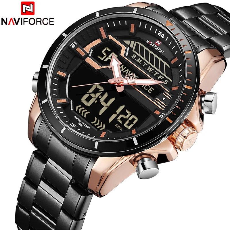 NAVIFORCE новые роскошные мужские светодиодные кварцевые часы Модные Военные