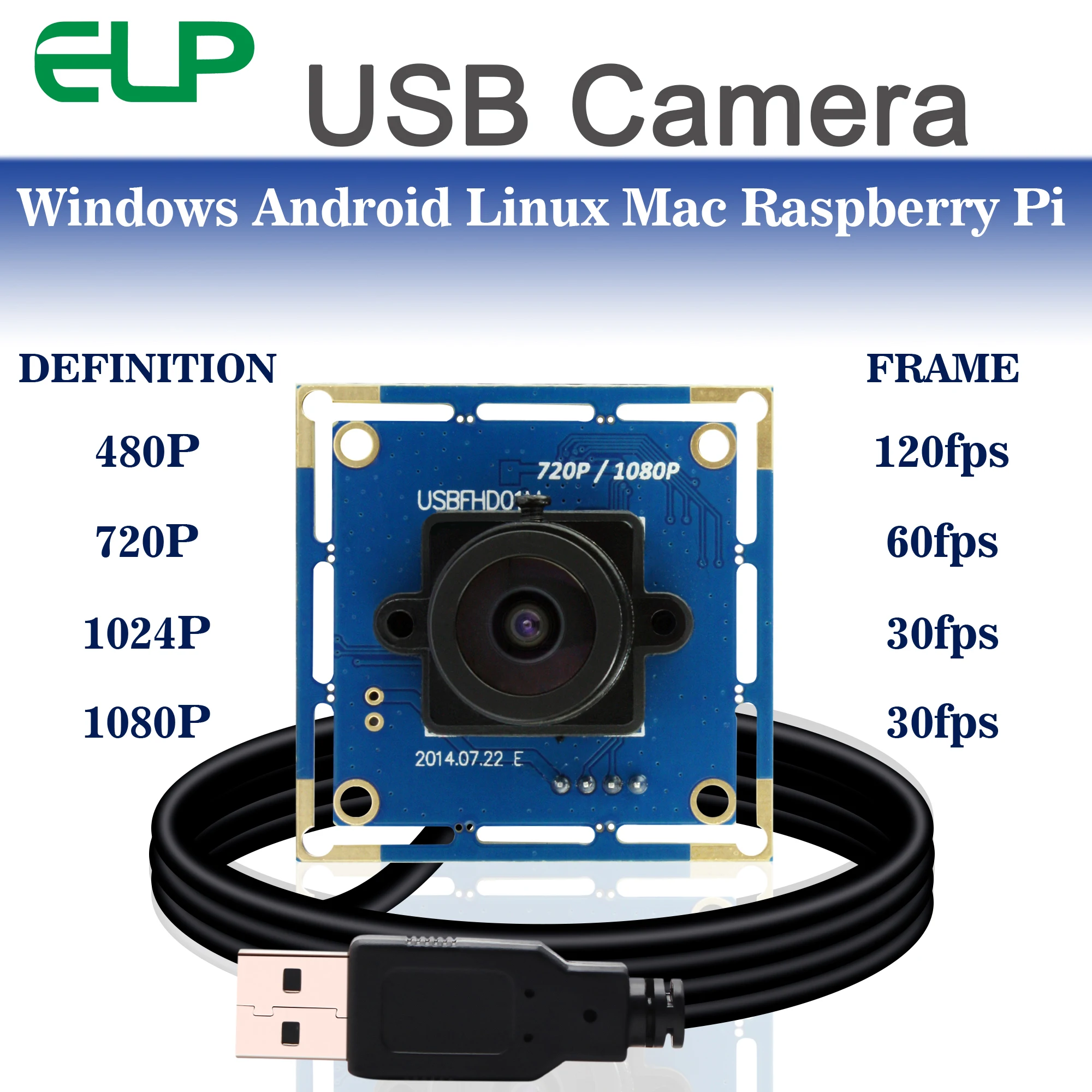 ELP USB с камерой 2,1 мм объектив 1080 p Hd свободный привод с Usb камерой, 2,0 мегапиксельная(1080 p) USB камера, для Linux, Windows Android