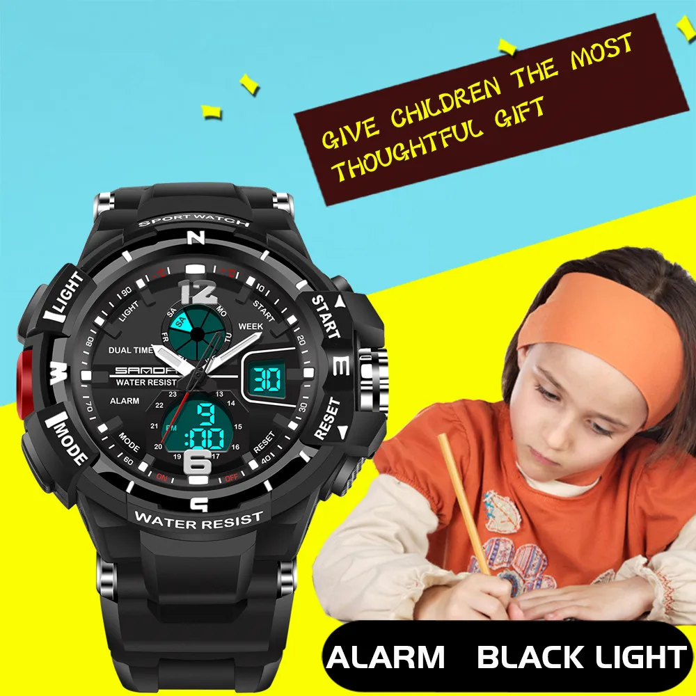 New fashion SANDA brand children's sports watch LED digital quartz children's watch boy girl student multi-function watch