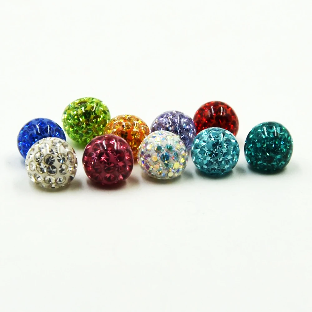 1PC CZ Crystal Ferido Double Epoxy Balls Belly button Ring 