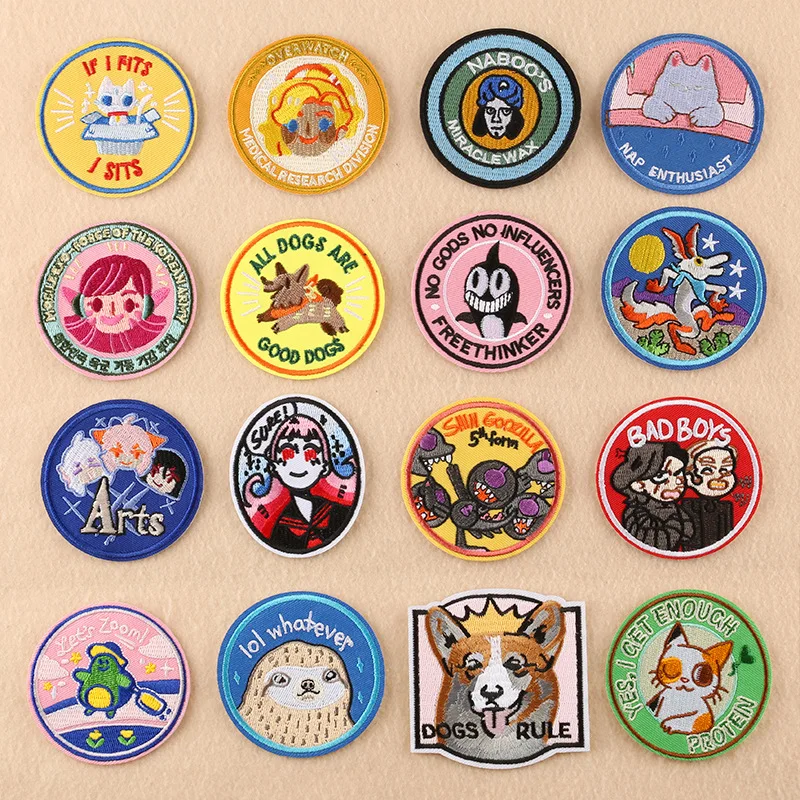 Cartoon Character Patch for Clothing Iron on Embroidered Sewing Applique Cute Sew on Fabric Badge DIY Apparel Accessories