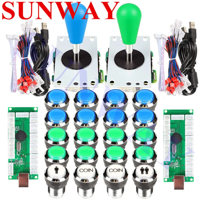 

2Player arcade led Controllers DIY Games MAME Kit with 2 Oval Joystick + 20 LED Chrome Buttons