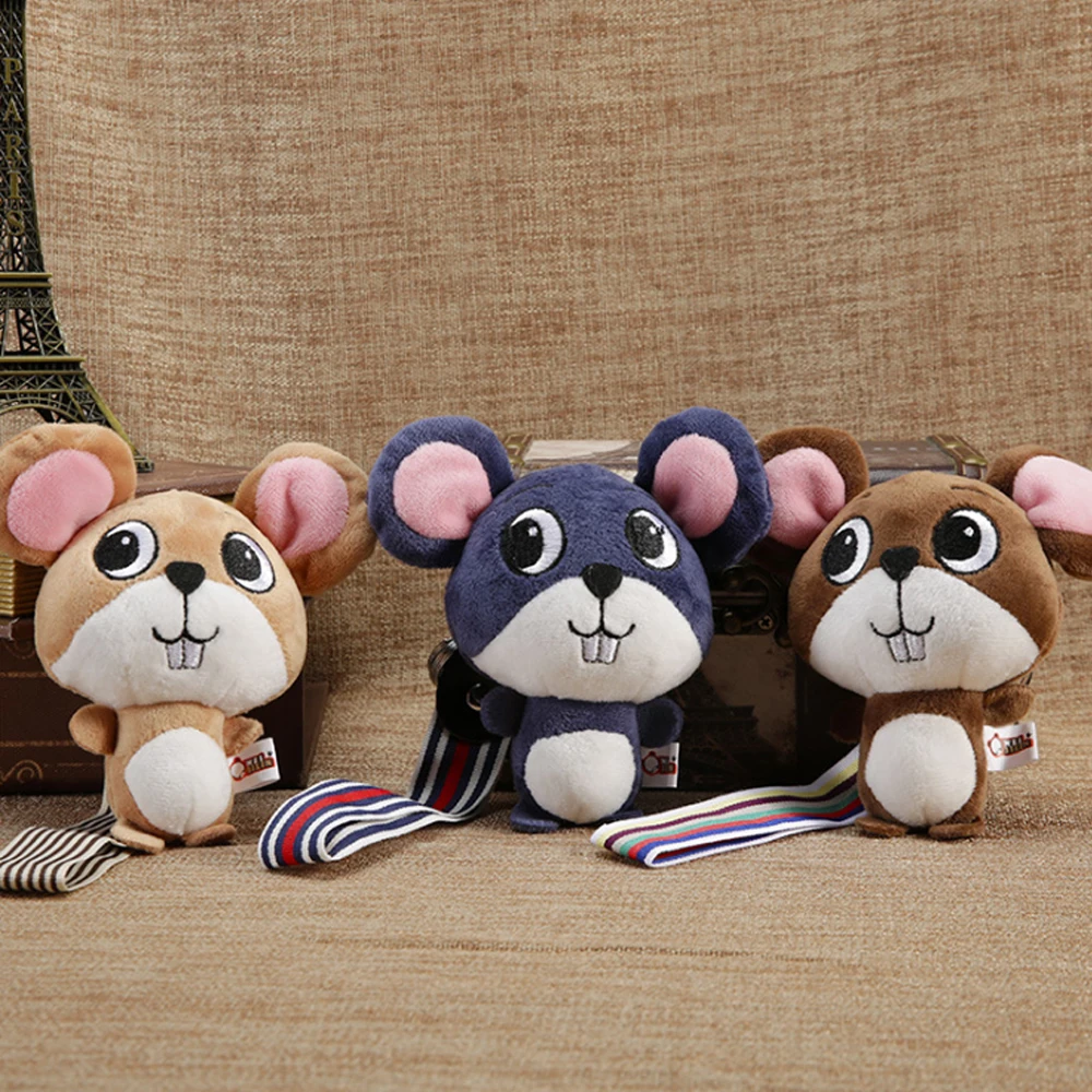 

Keychain Cartoon Plush Mouse with Keyring 3 Colors Pendant Stuffed Animal Doll Toys for Kids Gift to Children Hanging Bag Cute