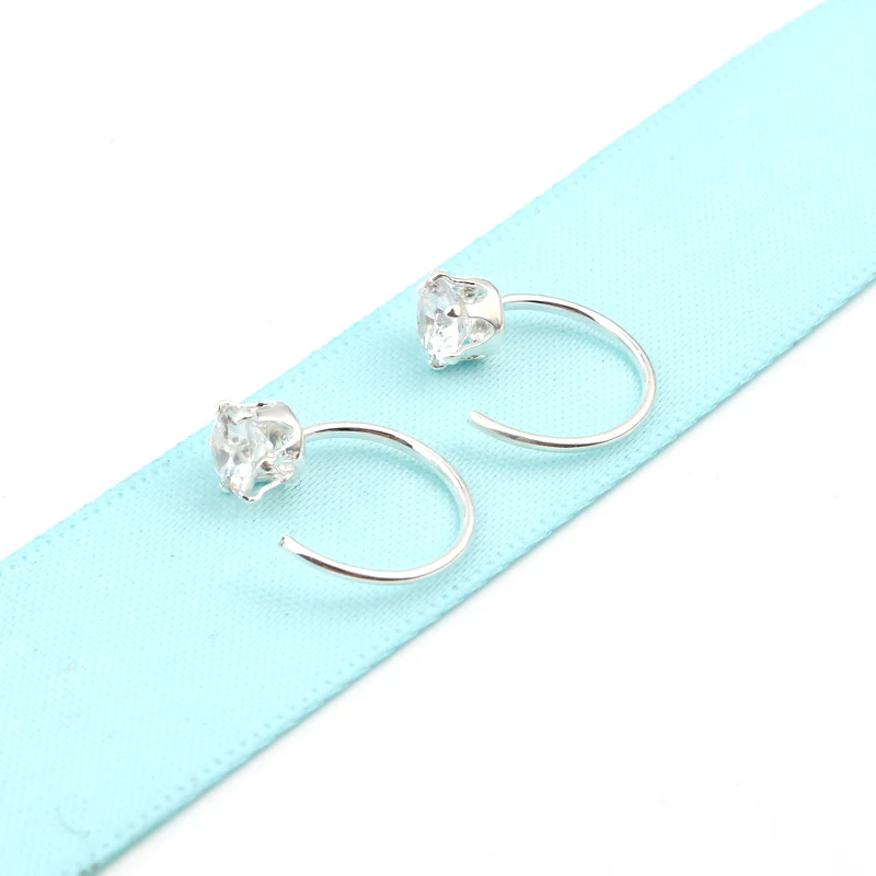 

Boho Gypsy Zircon C Shap Endless Circle Hoop Earrings Handmade Silver Color Ethnic Punk Simple Crystal Earring For Women Jewelry