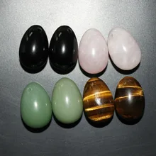 8 pcs Small 30*20mm drilled natural rose quartz tiger eye obsidian and green jade egg for Kegel Exercise yoni egg