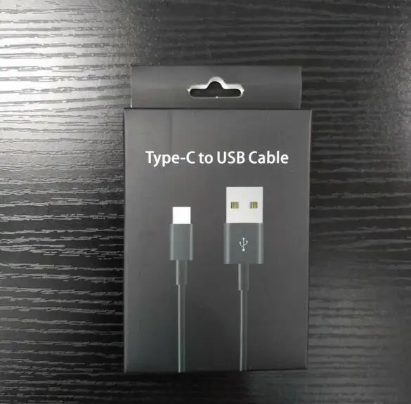 

White Black Cardboard Paper Box For Type-C Data Line Fast Charge Cable Packing Retail Box With Hang Hole Package for Type C Cord