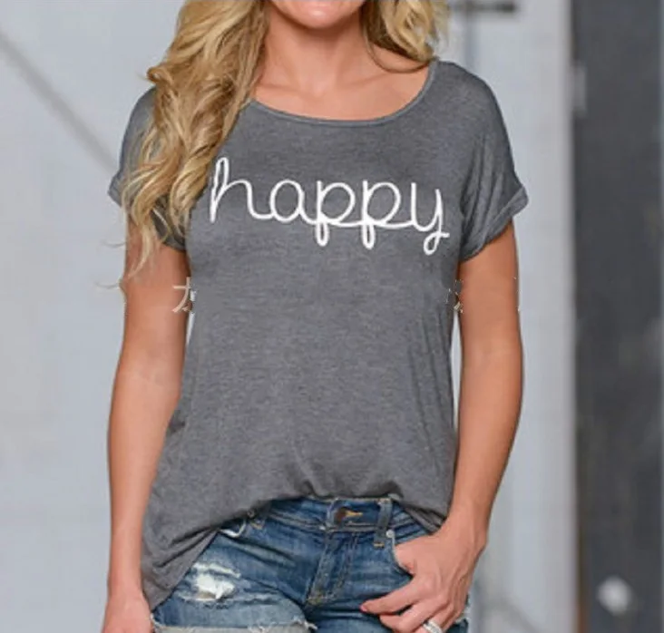 Женская футболка, винтажное поступление, футболка с надписью «friends happy», летняя футболка, дешевая одежда, vestidos ropa mujer T009