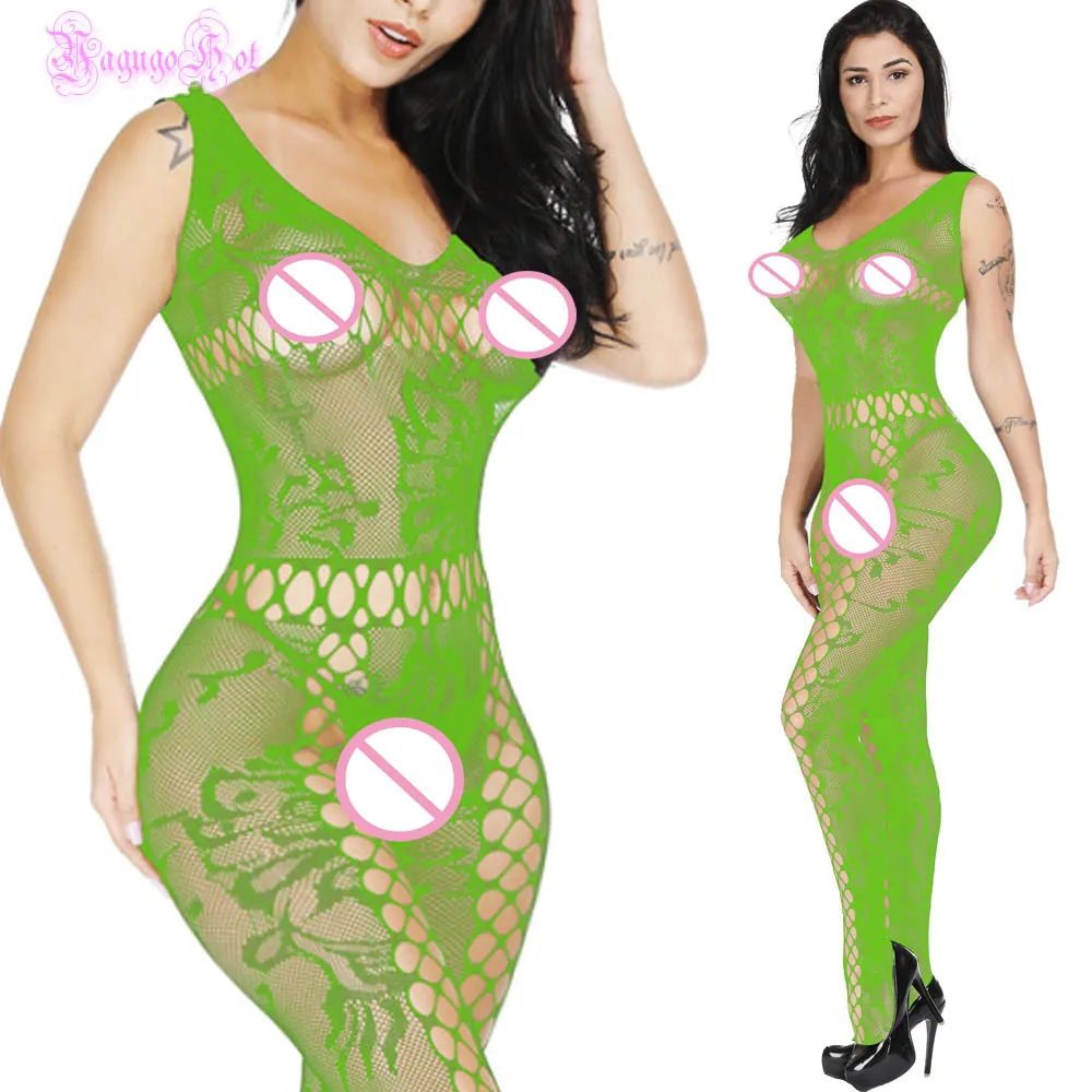 

Intricate Fishnet Bodysuit Stocking Cami V Neck Floral Lace Midnight Lingerie Sleepwear Babydoll Latex Catsuit Erotic Jumpsuit