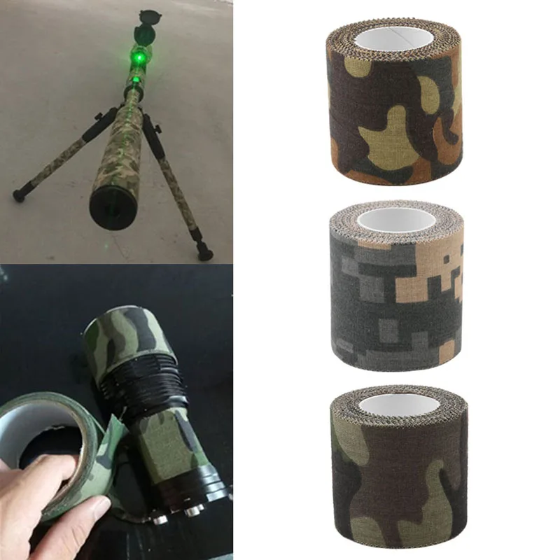 

1PC 5M Outdoor Tools Self-adhesive Non-woven Camouflage Cohesive Hunting Camping Camo Stealth Tape