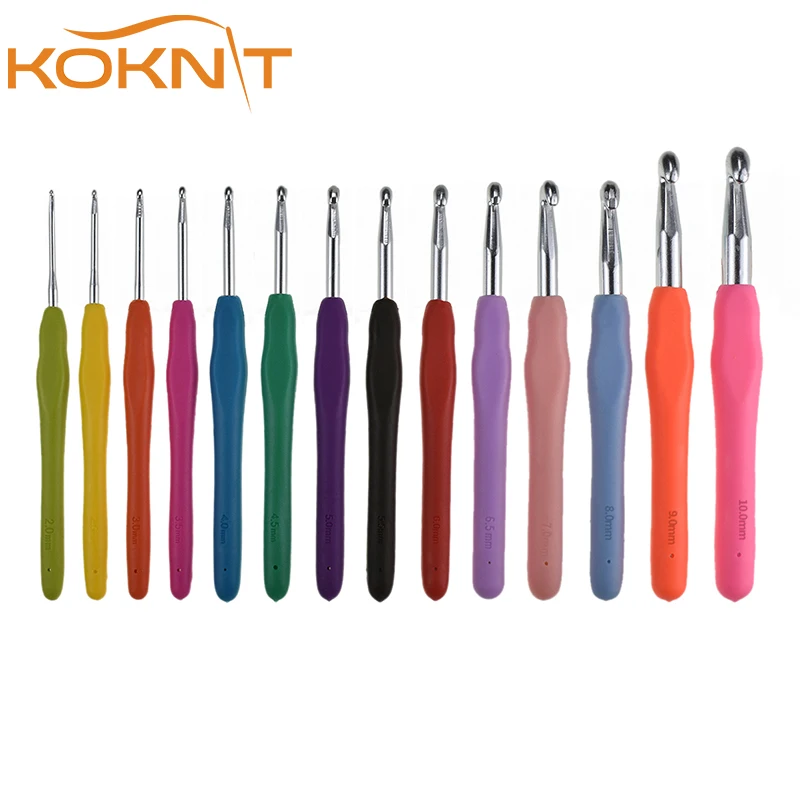 

14pcs Crochet Hook Ergonomic Set 2.0-10.0mm Soft Handle Crochet Needles Yarn Weave Knitting Needles For Chunky Yarns CH099