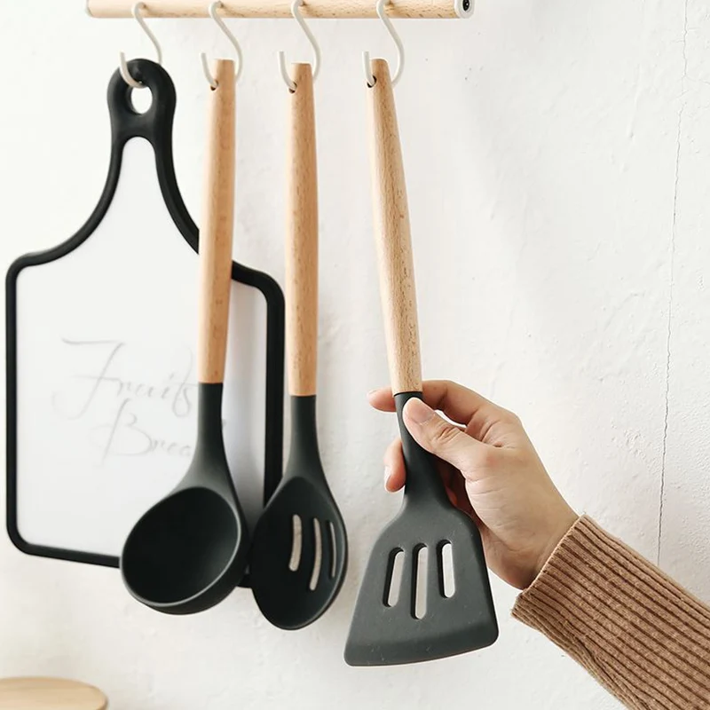 1 шт. Пищевая силиконовая кухонная утварь с деревянной ручкой кухонная утварь практичная кухонная посуда кухонные инструменты для выпечки