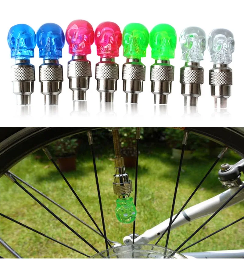 Clearance Skull Bicycle Valve stem LED Motion Activated Light Safety Cycling Lamp Wheel Tire Valve Caps Fashion Bike Accessories 2 Clearance Skull Bicycle Valve stem LED Motion Activated Light Safety Cycling Lamp Wheel Tire Valve Caps Fashion Bike Accessories 2