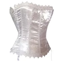TOP NEW Sexy Lace UP Sexy White Corset Lingerie G String Size S M L XL N42