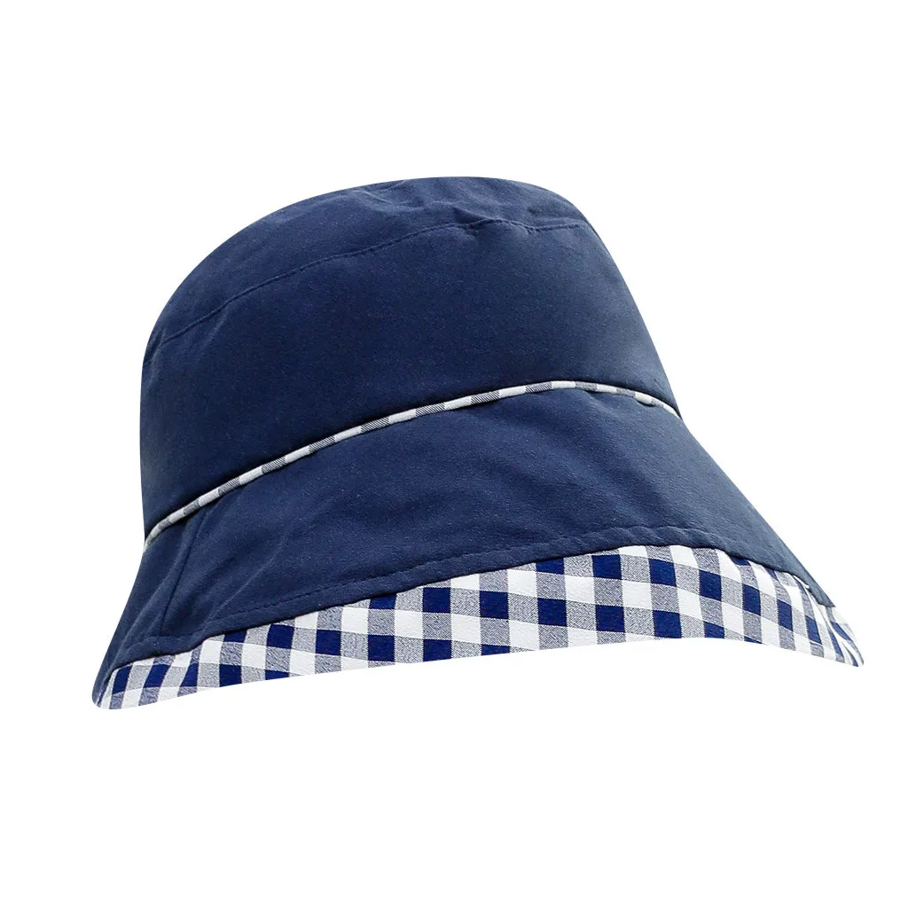

SAGACE Bucket Hat Men Women Summer Bucket Cap Plaid Print Solid Color Hat Bob Hat Hip Hop Fishing Fisherman Hat 2019