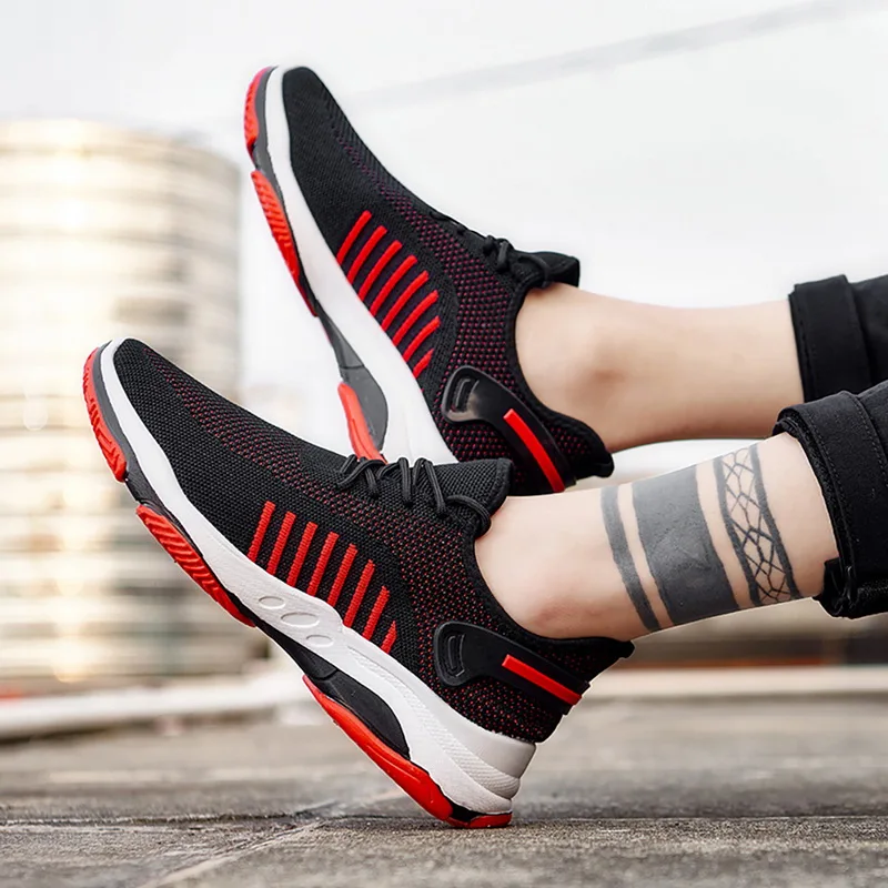 

Adisputent Men Mes Breathable Flying Woven Sneakers Comfortable Light Casual Shoes Lace up Wear-resistant Shoes tenis masculino