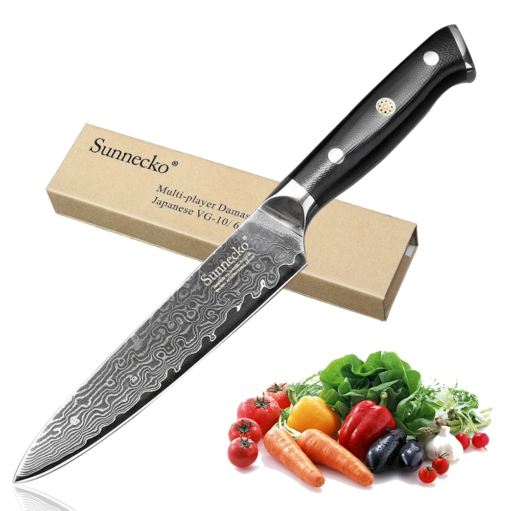 SUNNECKO Премиум нож шеф-повара японские кухонные ножи острый нож Santoku для нарезки овощей Кливер дамасский нож G10 Ручка
