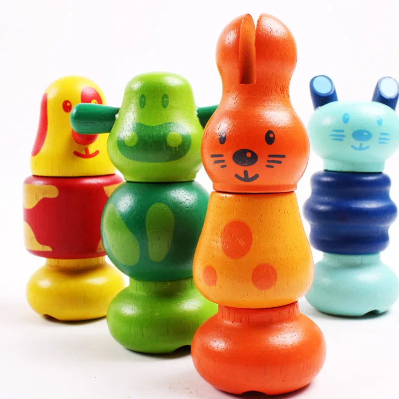 

1pcs Children's Wooden Educational Toys Cute Animal Dolls Screw Nut Matching Toy Kid Birthday Gift Random Color