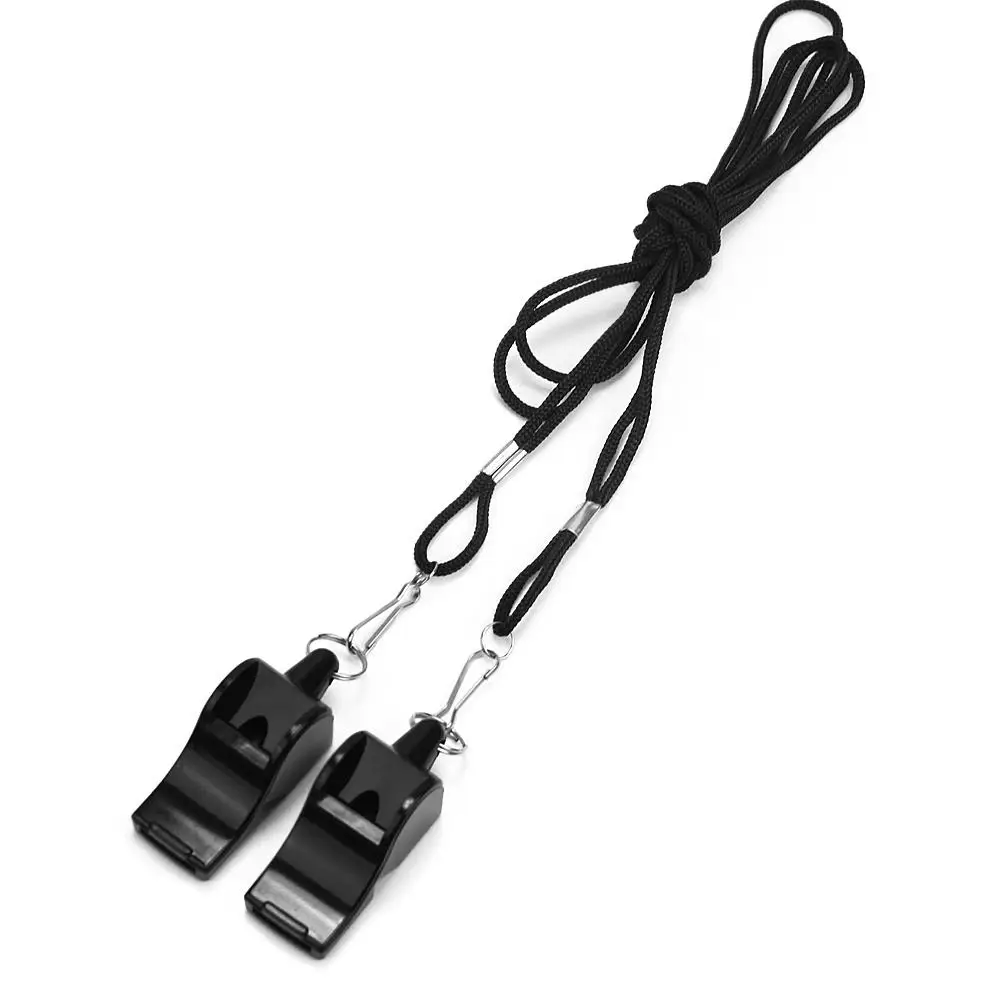 

2x Practical Durable Black Plastic Whistle With Lanyard Ideal for Instructors Coaches Referees Use Pet Dog Training Supplies
