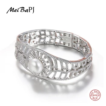 

MeiBaPJ European And American Popular Natural Pearl Bracelets For Women S925 Sterling Silver Bangle Best Wedding Fine Jewelry