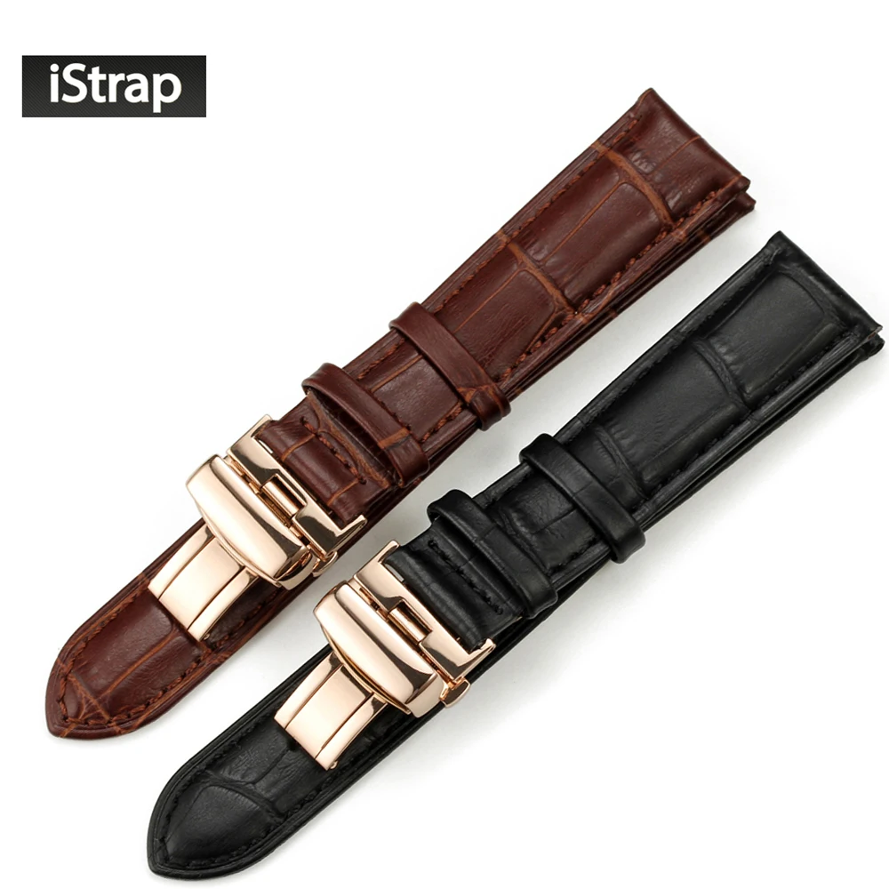 IStrap 18 мм до 22 мм ремешок для часов из натуральной телячьей кожи ремешок для часов с застежкой из нержавеющей стали кожаный браслет для Breitling