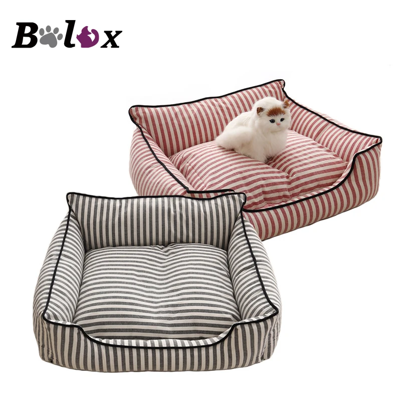 

Bolux Dog Beds For Medium Dogs Removable Dog Cushion Plus Cat Beds Striped Universal Pet Bed Mat Soft Cotton Padded Pet Supplies