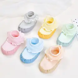 Для маленьких мальчиков девочек Демисезонный хлопчатобумажные носки, обувь милые теплые противоскользящие обувь для помещения носки