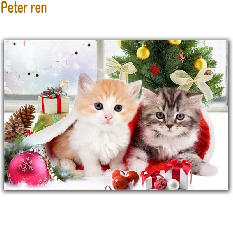 

Diamond painting cross stitch cats Square/Round icon Mosaic Rhinestones full embroidery Wall painting Christmas gift tree kitten