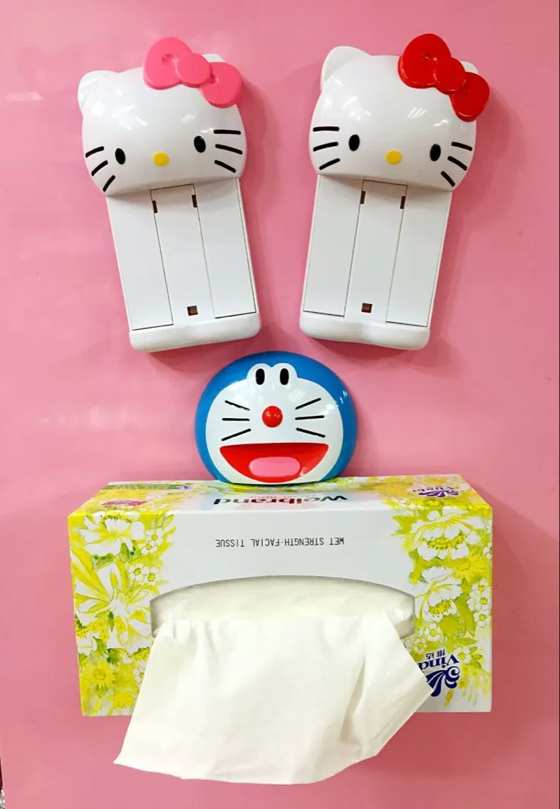 

Household hello kitty sucker towel clip Creative Strength Seamless Wall Suction Tissue Toilet Paper Holder Rack Bathroom Kitchen