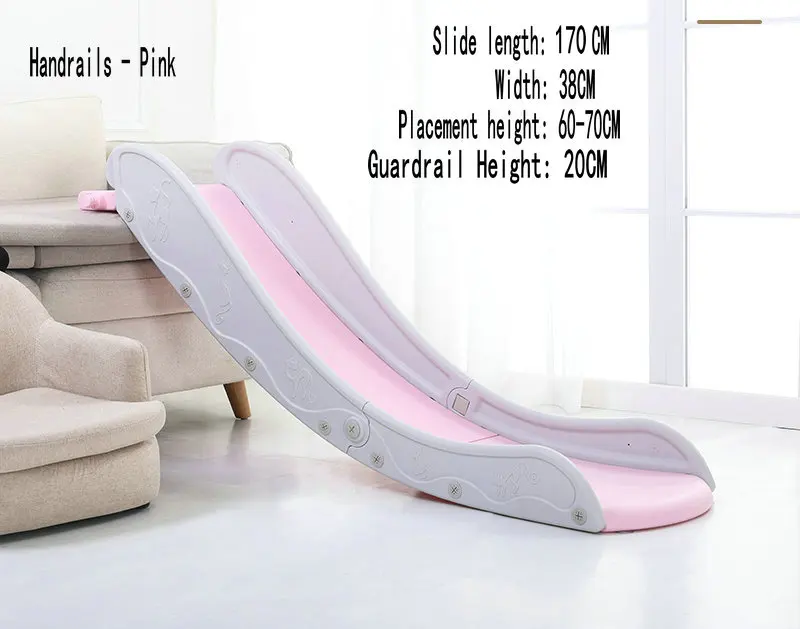 Детские горки детские домашние игрушки для дня рождения с расширением, удлинением, детские кровати вдоль маленьких горок - Цвет: Handrails - Pink