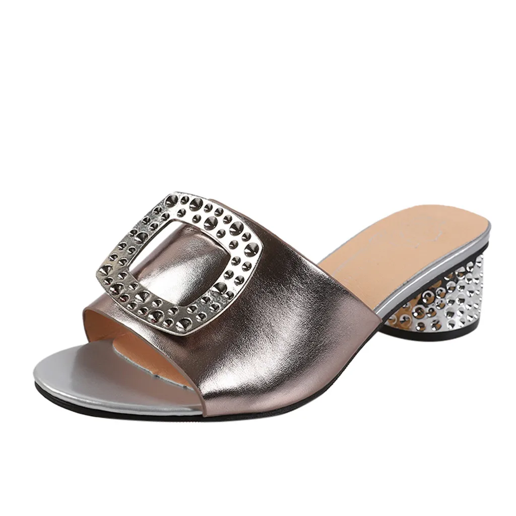 

mokingtop Thick with fish mouth slippers and buckles with rhinestones in a large size with slippers crystal and fashion #es5